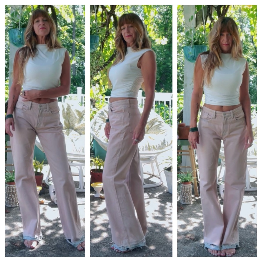 Zara High Waist Wide Leg Pink Jeans